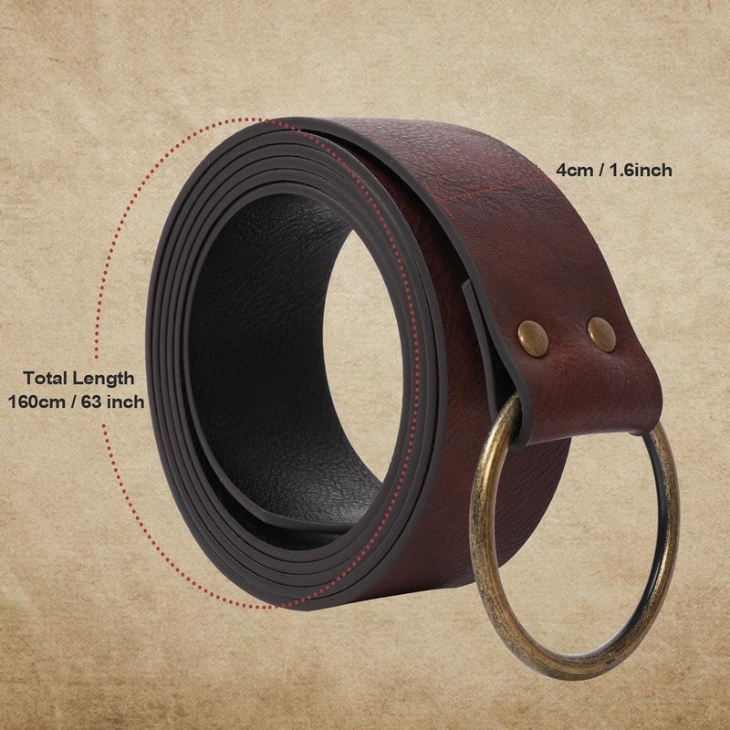 Berenlu Renaissance Belt, Durable Medieval Leather Belt, Viking Pirate Costume Belt for LARP, Ren Faire, Cosplay Accessories - Image 4